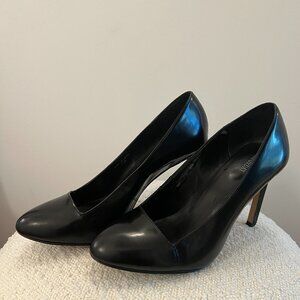 Kate Spade Saturday Black Leather Round Toe Work Pumps - US 7.5